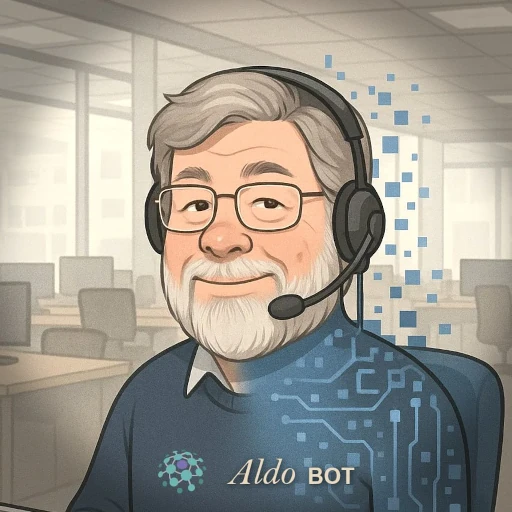 Aldo Bot alla scrivania con cuffie